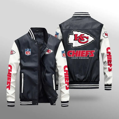 LIMITED EDITION - NEW CUSTOMIZED NFL01 KCC KANSAS CITY CHIEFS LEATHER BOMBER JACKET