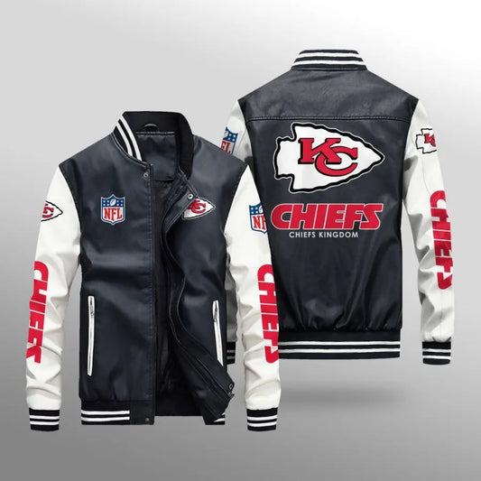 LIMITED EDITION - NEW CUSTOMIZED NFL01 KCC KANSAS CITY CHIEFS LEATHER BOMBER JACKET