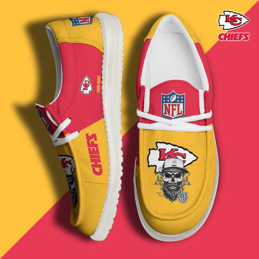 LIMITED EDITION - NEW CUSTOMIZED NFL01 KCC KANSAS CITY CHIEFS LOAFER SHOES