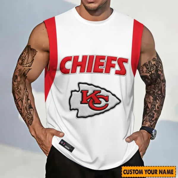 LIMITED EDITION - NEW CUSTOMIZED NFL01 KCC KANSAS CITY CHIEFS TANKTOP & GYM SHIRT