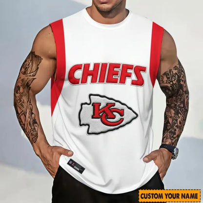 LIMITED EDITION - NEW CUSTOMIZED NFL01 KCC KANSAS CITY CHIEFS TANKTOP & GYM SHIRT