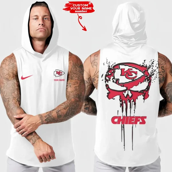 LIMITED EDITION - NEW CUSTOMIZED NFL01 KCC KANSAS CITY CHIEFS HOODED TANK TOP