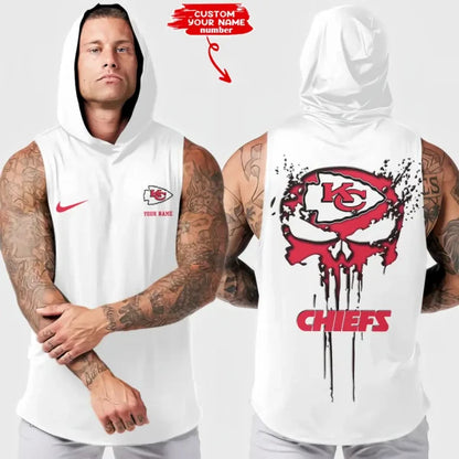 LIMITED EDITION - NEW CUSTOMIZED NFL01 KCC KANSAS CITY CHIEFS HOODED TANK TOP
