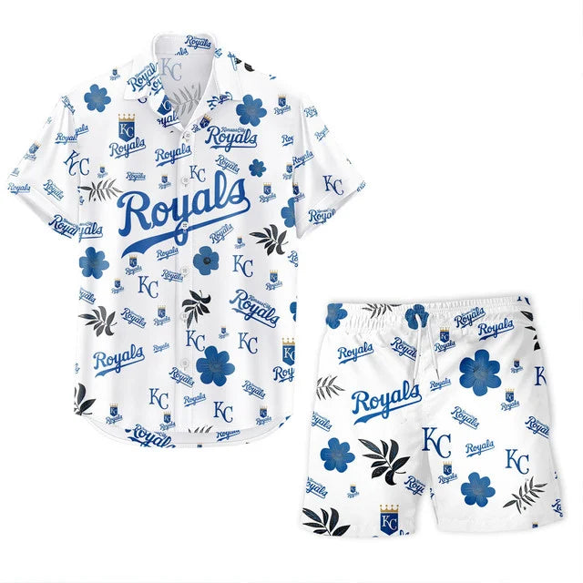 LIMITED EDITION - NEW CUSTOMIZED MLB19 KCR KANSAS CITY ROYALS UNISEX HAWAIIAN SHIRT & SHORTS SET