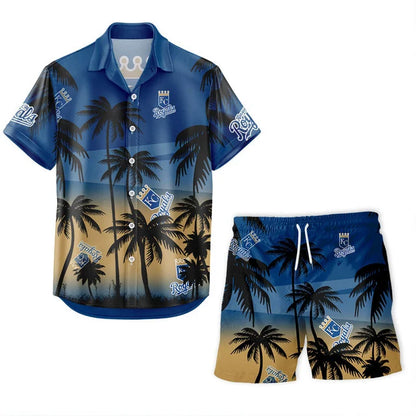 LIMITED EDITION - NEW CUSTOMIZED MLB19 KCR KANSAS CITY ROYALS UNISEX HAWAIIAN SHIRT & SHORTS SET