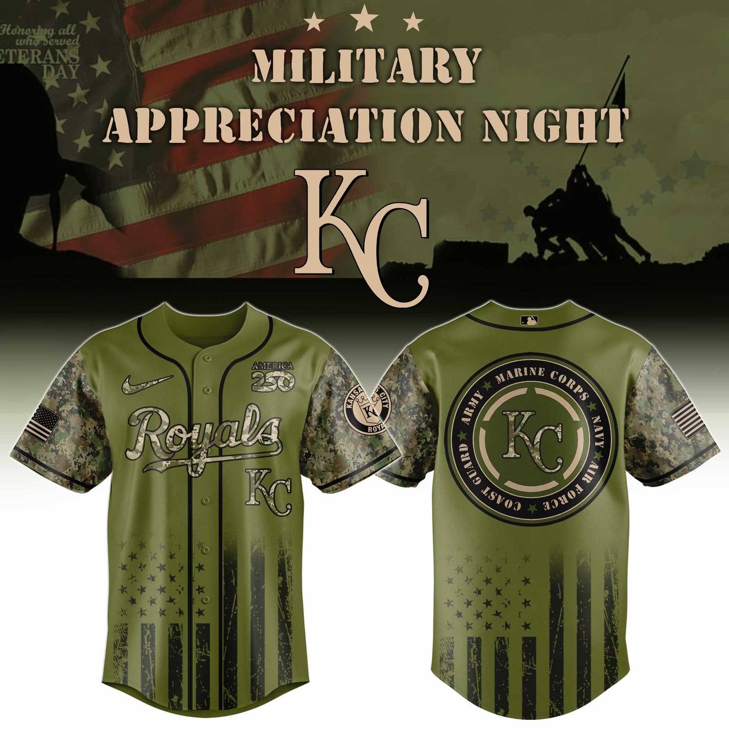 LIMITED EDITION - NEW CUSTOMIZED MLB19 KCR KANSAS CITY ROYALS BASEBALL JERSEY & CAP