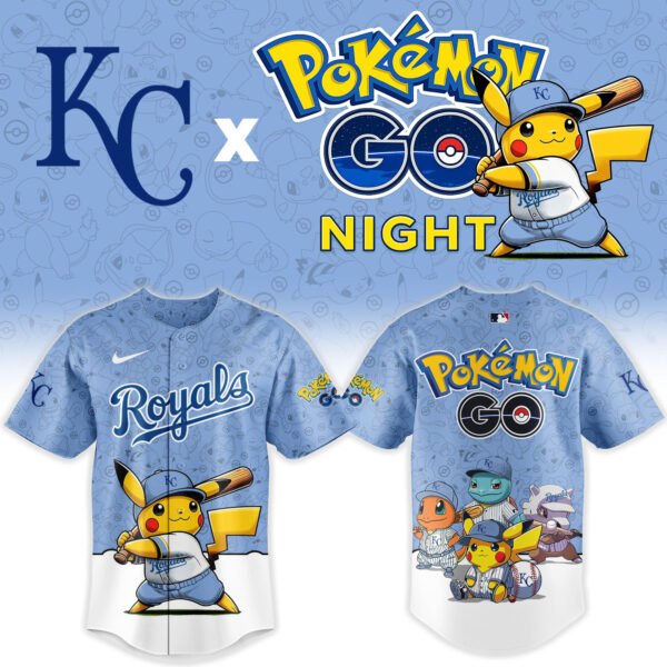 LIMITED EDITION - NEW CUSTOMIZED MLB19 KCR KANSAS CITY ROYALS x POKEMON BASEBALL JERSEY & CAP
