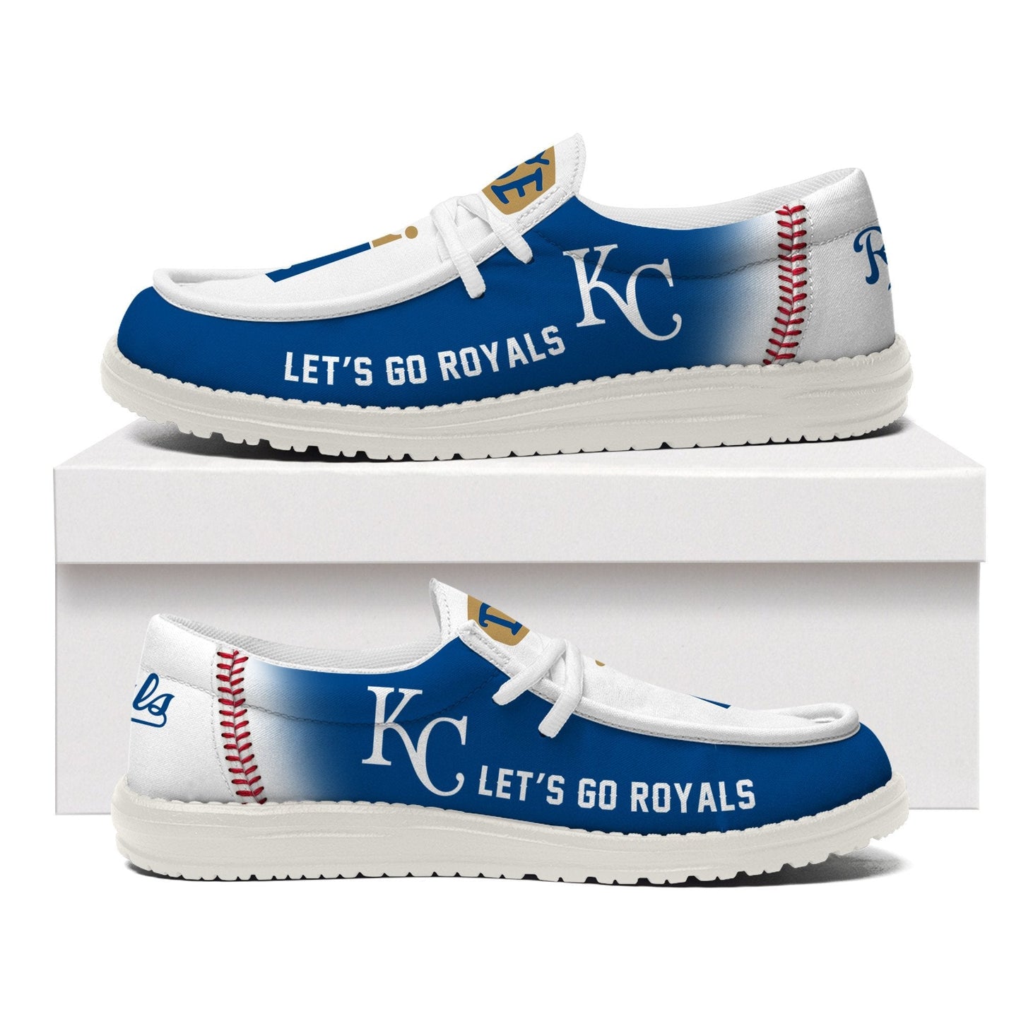 LIMITED EDITION - NEW CUSTOMIZED MLB19 KCR KANSAS CITY ROYALS LOAFER SHOES