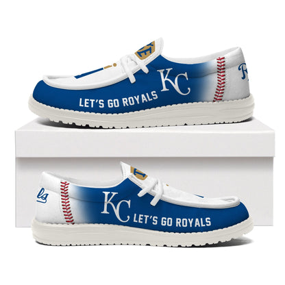 LIMITED EDITION - NEW CUSTOMIZED MLB19 KCR KANSAS CITY ROYALS LOAFER SHOES