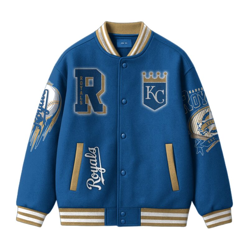 LIMITED EDITION - NEW CUSTOMIZED MLB19 KC ROYALS SATIN VARSITY & BASEBALL JACKET