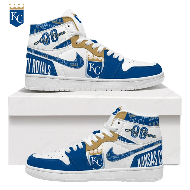 LIMITED EDITION - NEW CUSTOMIZED MLB19 KC ROYALS AIR JORDAN SNEAKERS