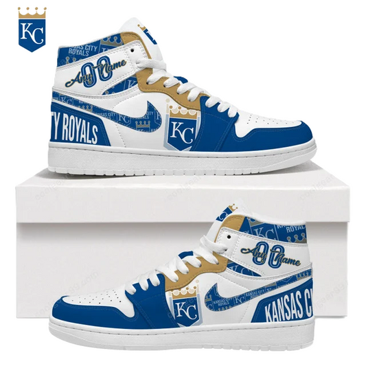 LIMITED EDITION - NEW CUSTOMIZED MLB19 KC ROYALS AIR JORDAN SNEAKERS