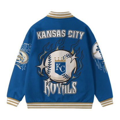 LIMITED EDITION - NEW CUSTOMIZED MLB19 KC ROYALS SATIN VARSITY & BASEBALL JACKET