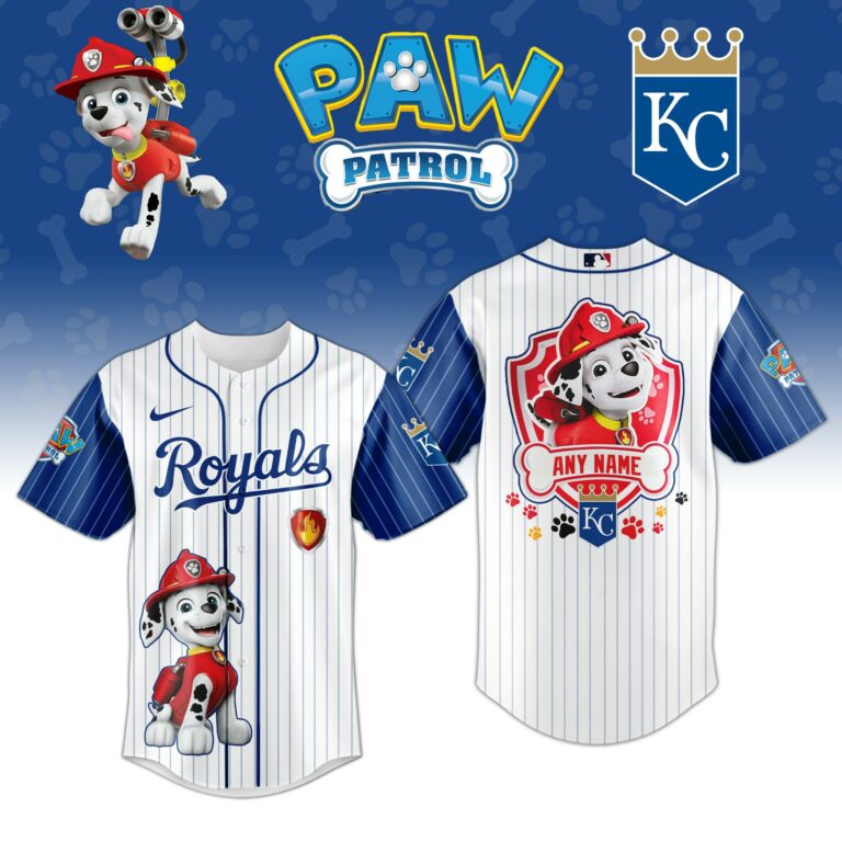 LIMITED EDITION - NEW CUSTOMIZED MLB19 KCR KANSAS CITY ROYALS x PAW PATROL BASEBALL JERSEY & CAP