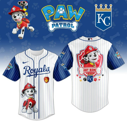 LIMITED EDITION - NEW CUSTOMIZED MLB19 KCR KANSAS CITY ROYALS x PAW PATROL BASEBALL JERSEY & CAP