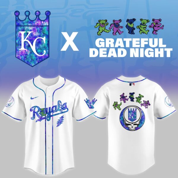 LIMITED EDITION - NEW CUSTOMIZED MLB19 KC ROYALS x GRATEFUL DEAD BASEBALL JERSEY