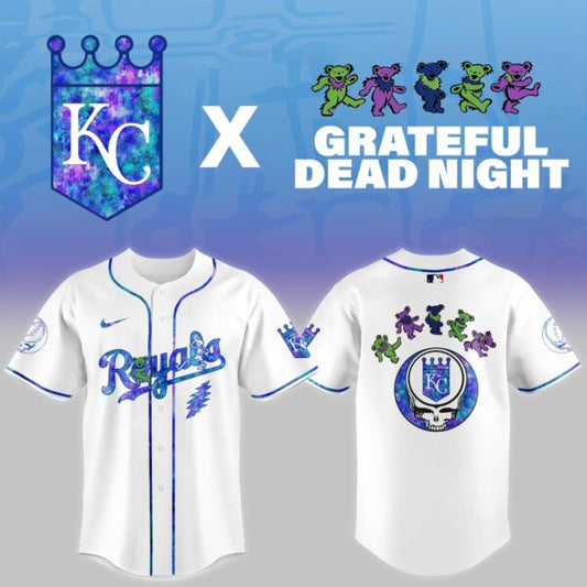 LIMITED EDITION - NEW CUSTOMIZED MLB19 KC ROYALS x GRATEFUL DEAD BASEBALL JERSEY