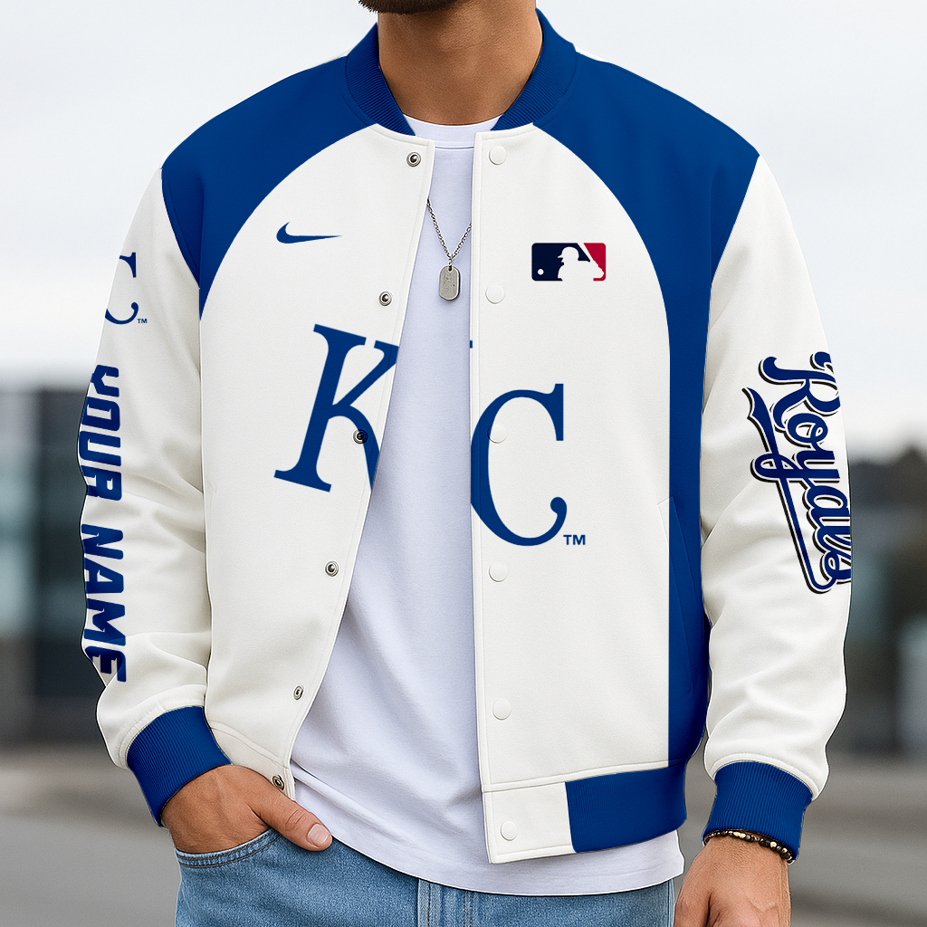 LIMITED EDITION - NEW CUSTOMIZED MLB19 KCR KANSAS CITY ROYALS ASEBALL JACKET, SATIN VARSITY JACKET