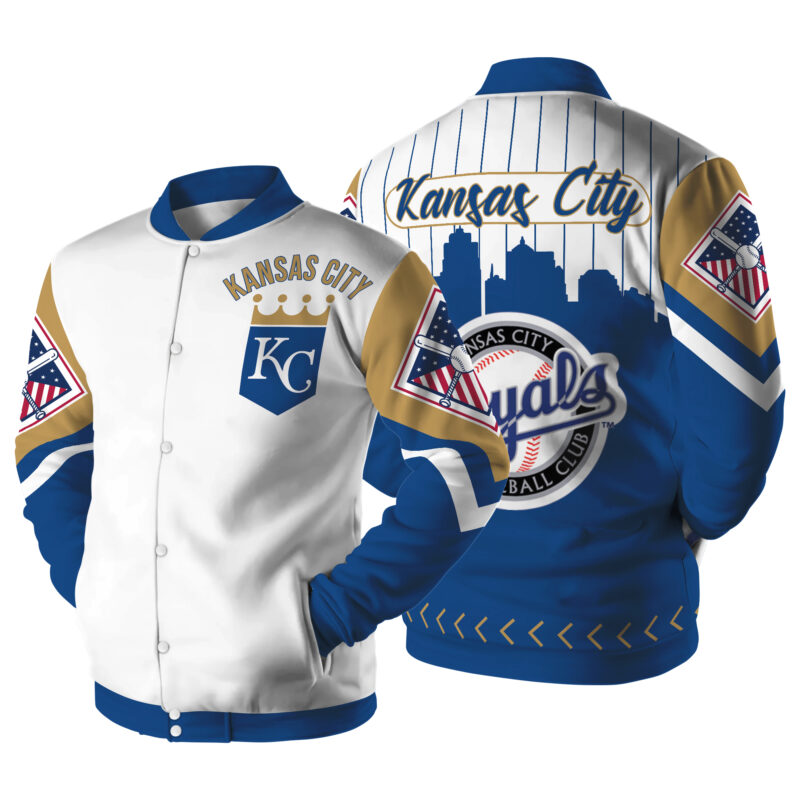 LIMITED EDITION - NEW CUSTOMIZED MLB19 KC ROYALS SATIN VARSITY & BASEBALL JACKET