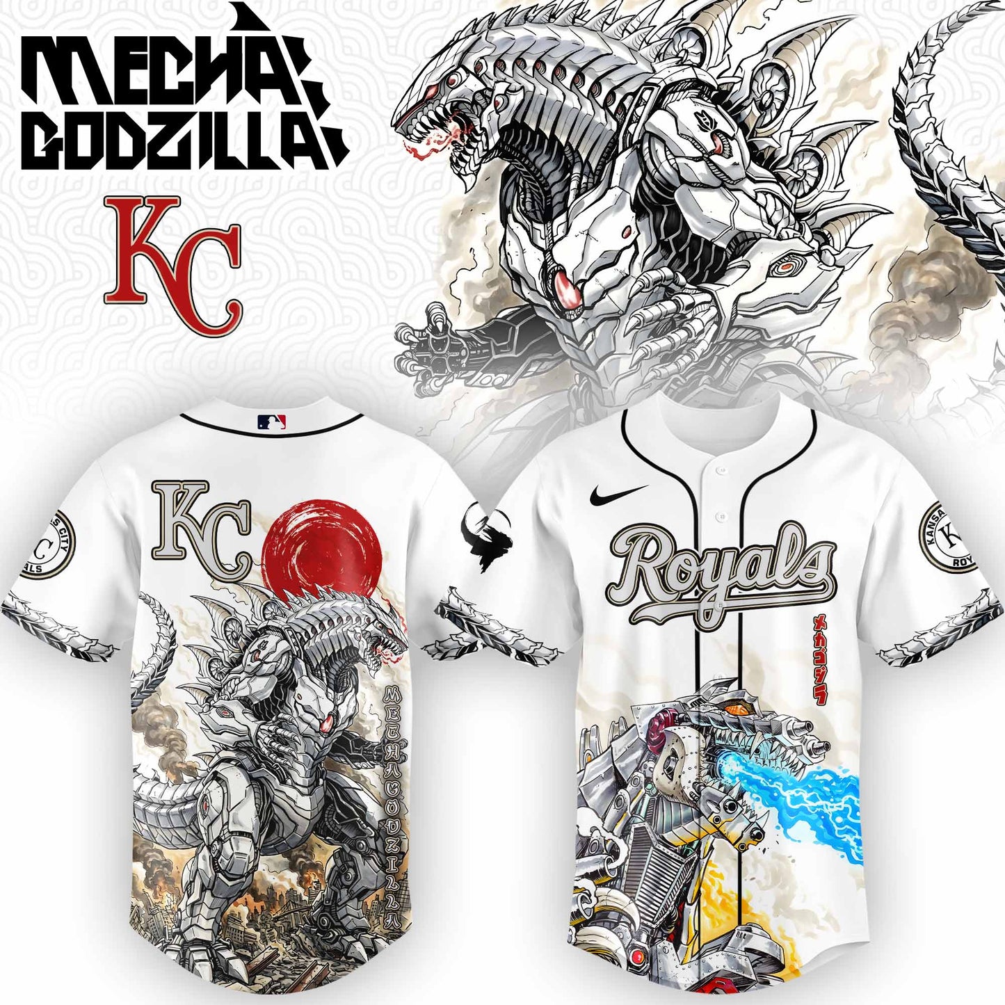 LIMITED EDITION - NEW CUSTOMIZED MLB19 KC ROYALS x GODZILLA BASEBALL JERSEY