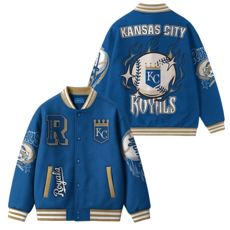 LIMITED EDITION - NEW CUSTOMIZED MLB19 KC ROYALS SATIN VARSITY & BASEBALL JACKET