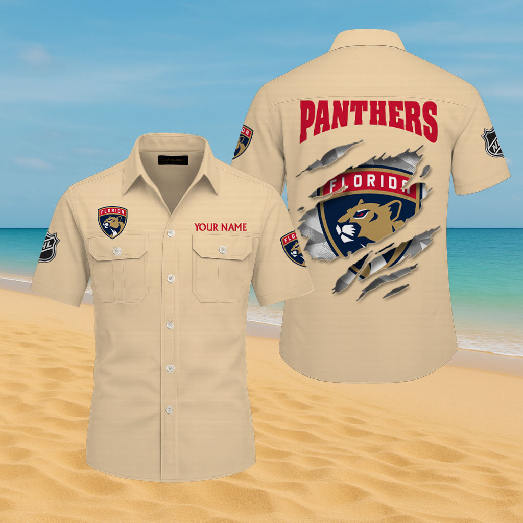 LIMITED EDITION - NEW CUSTOMIZED NHL01 FPT FLORIDA PANTHERS CARGO SHIRT