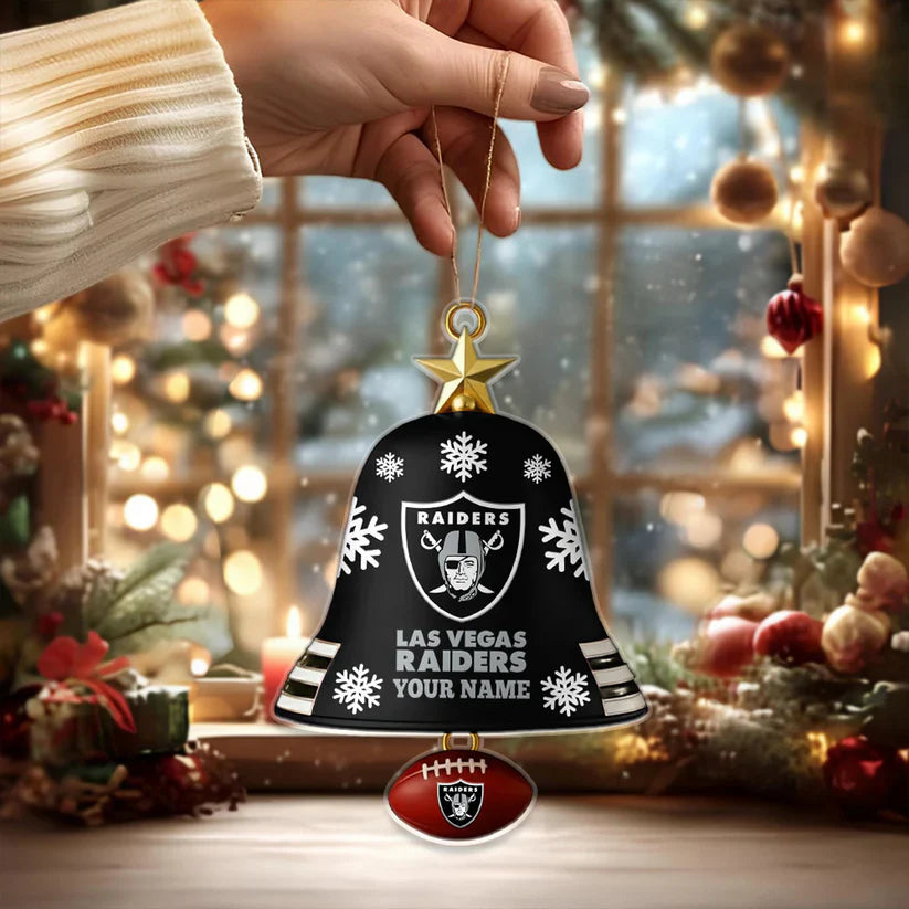 LIMITED EDITION - NEW CUSTOMIZED NFL07 LVR LAS VEGAS RAIDERS ACRYLIC CHRISTMAS BELL ORNAMENT