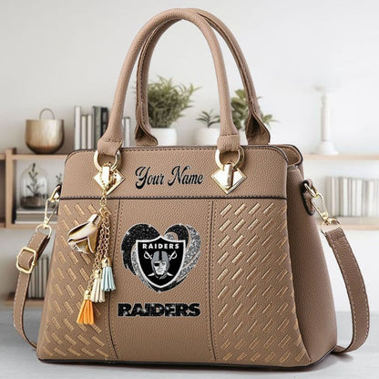 LIMITED EDITION - NEW CUSTOMIZED NFL07 LVR LAS VEGAS RAIDERS ZIP HANDBAG MULTICOLOR