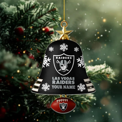 LIMITED EDITION - NEW CUSTOMIZED NFL07 LVR LAS VEGAS RAIDERS ACRYLIC CHRISTMAS BELL ORNAMENT