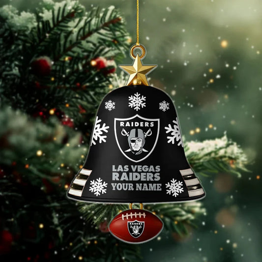 LIMITED EDITION - NEW CUSTOMIZED NFL07 LVR LAS VEGAS RAIDERS ACRYLIC CHRISTMAS BELL ORNAMENT