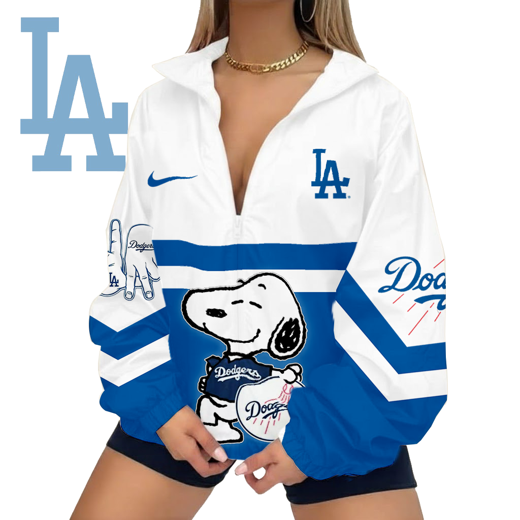 LIMITED EDITION - NEW CUSTOMIZED MLB02 LAD LOS ANGELES DODGERS V-NECK ZIPPER SWEATSHIRT JACKET