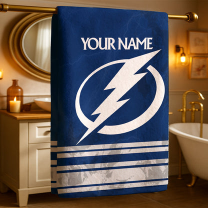 LIMITED EDITION - NEW CUSTOMIZED NHL12 TPL TAMPA BAY LIGHTNING BEACH & BATH TOWEL