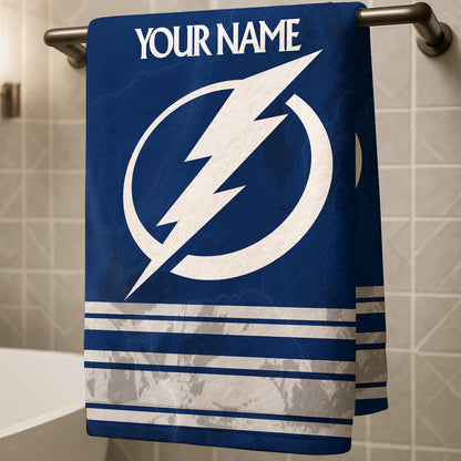 LIMITED EDITION - NEW CUSTOMIZED NHL12 TPL TAMPA BAY LIGHTNING BEACH & BATH TOWEL