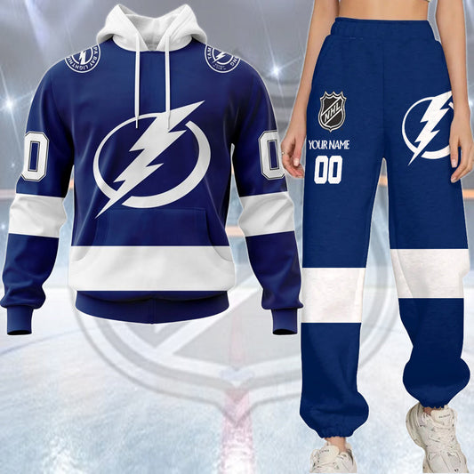 LIMITED EDITION - NEW CUSTOMIZED NHL12 TPL TAMPA BAY LIGHTNING COMBO HOODIE & LONGPANTS