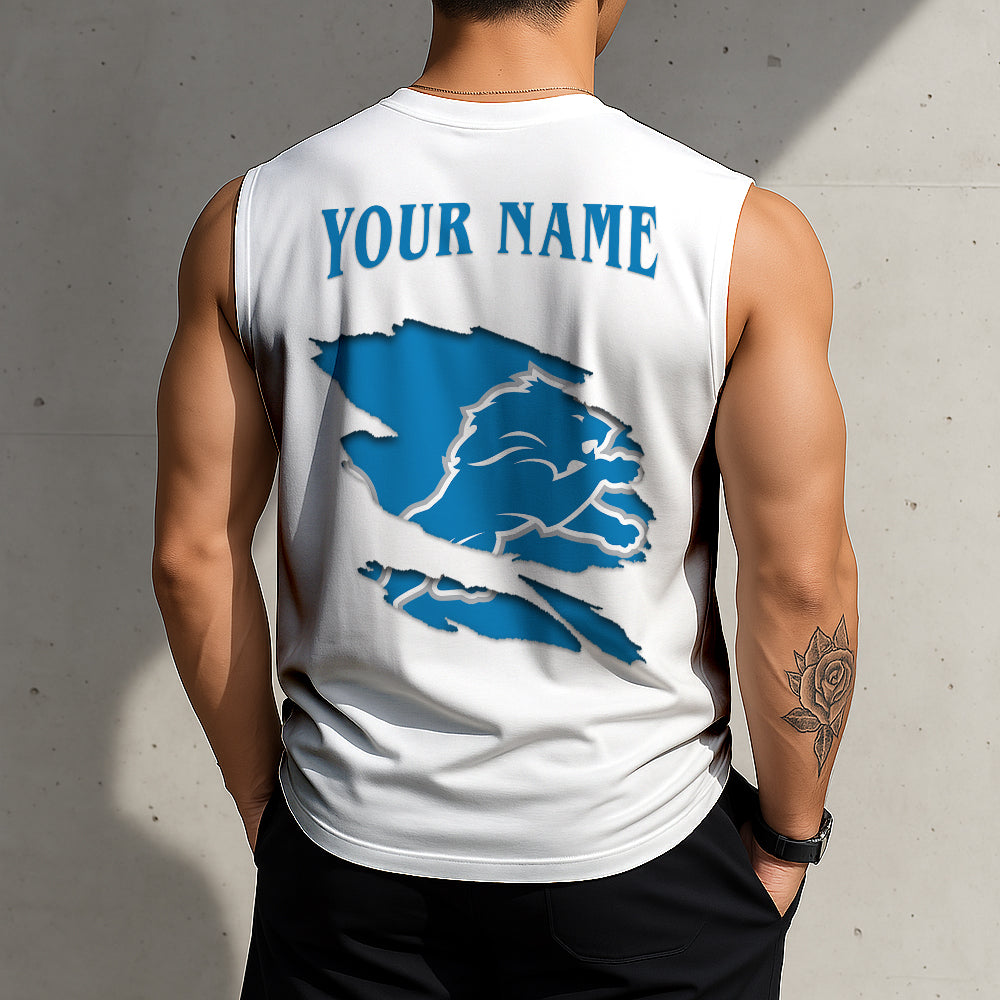LIMITED EDITION - NEW CUSTOMIZED NFL04 DTL DETROIT LIONS TANKTOP & GYM SHIRT