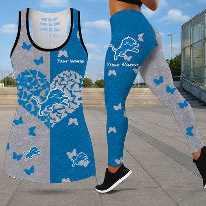 LIMITED EDITION - NEW CUSTOMIZED NFL04 DTL DETROIT LIONS LEGGINGS & HOLLOW TANK TOP SET