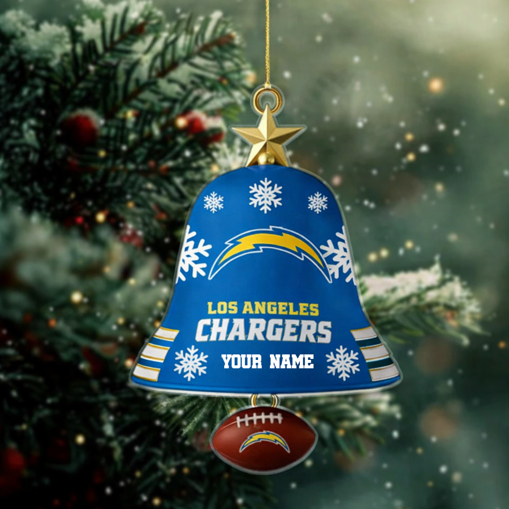 LIMITED EDITION - NEW CUSTOMIZED NFL09 LAC LOS ANGELES CHARGERS ACRYLIC CHRISTMAS BELL ORNAMENT