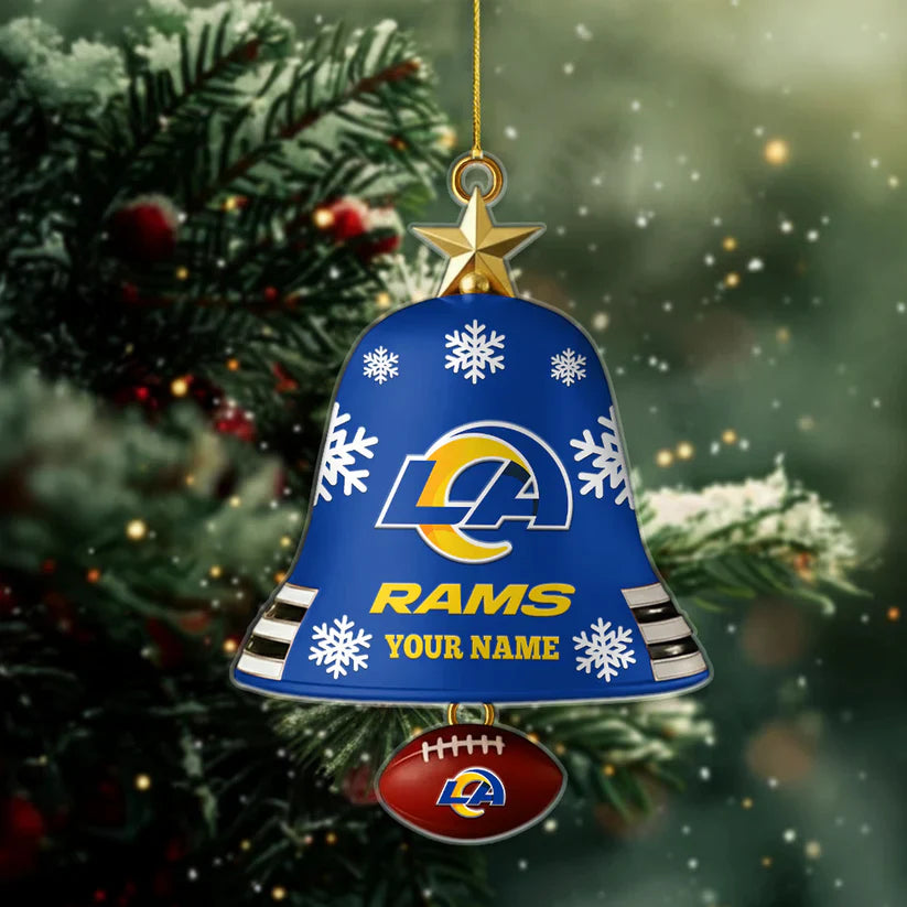 LIMITED EDITION - NEW CUSTOMIZED NFL22 LAR LOS ANGELES RAMS ACRYLIC CHRISTMAS BELL ORNAMENT