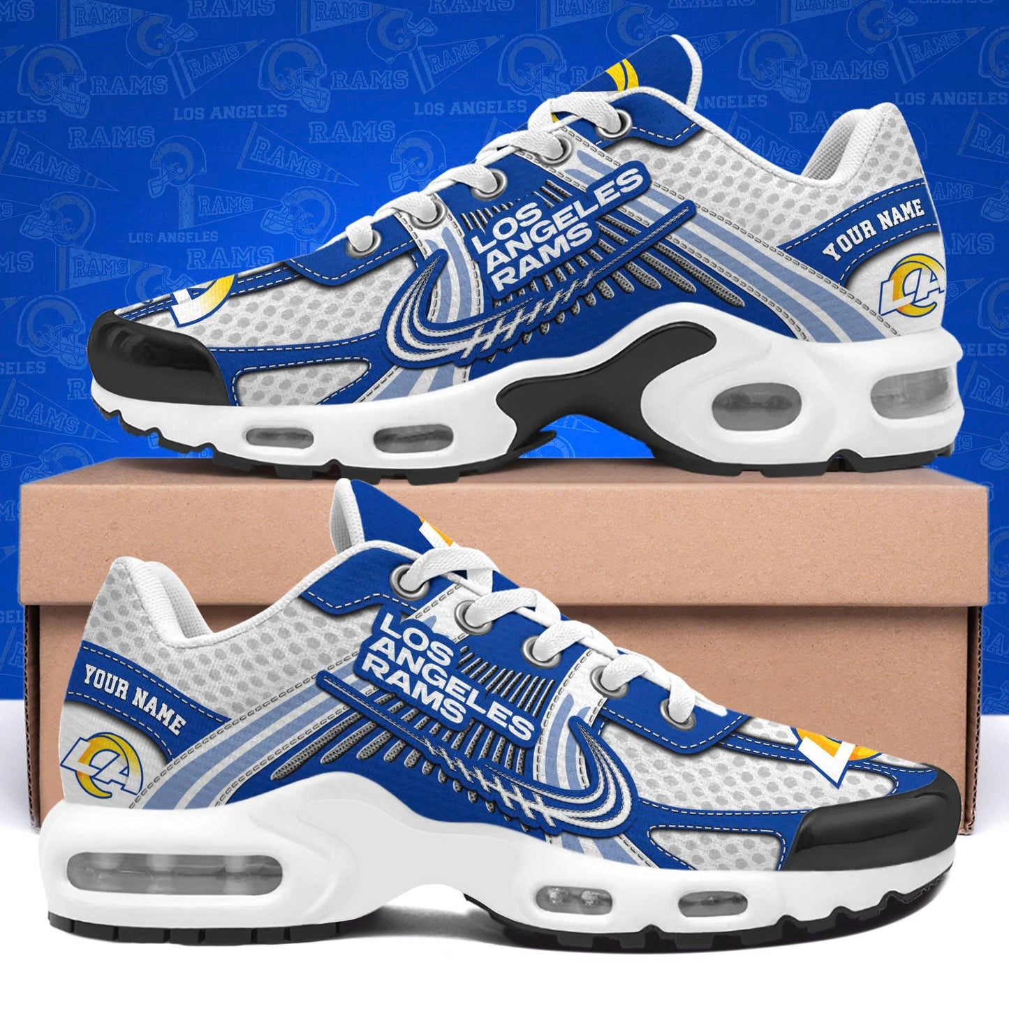 LIMITED EDITION - NEW CUSTOMIZED NFL22 LAR LOS ANGELES RAMS UNISEX AIR MAX PLUS SNEAKERS