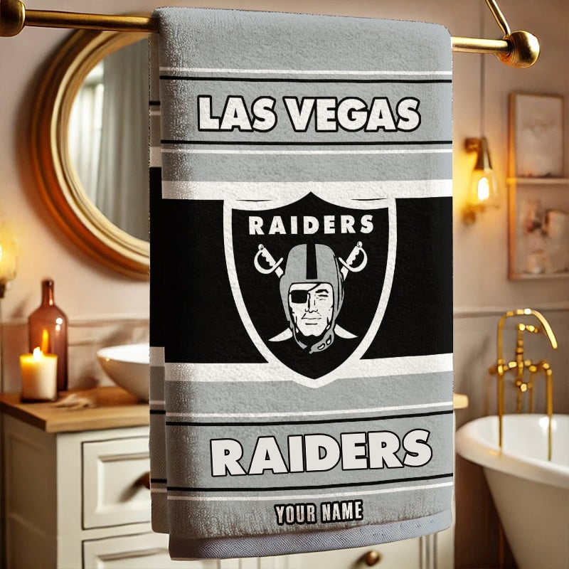 LIMITED EDITION - NEW CUSTOMIZED NFL07 LVR LAS VEGAS RAIDERS BEACH & BATH TOWEL (KIDS & ADULTS)