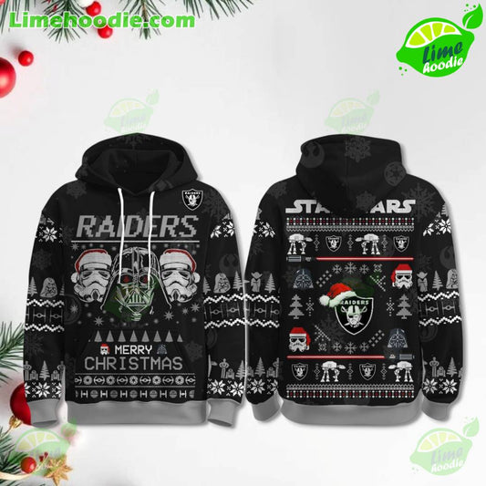 LIMITED EDITION - NEW CUSTOMIZED NFL07 LVR LAS VEGAS RAIDERS MERRY CHRISTMAS HOODIE, ZIP HOODIE, SWEATSHIRT