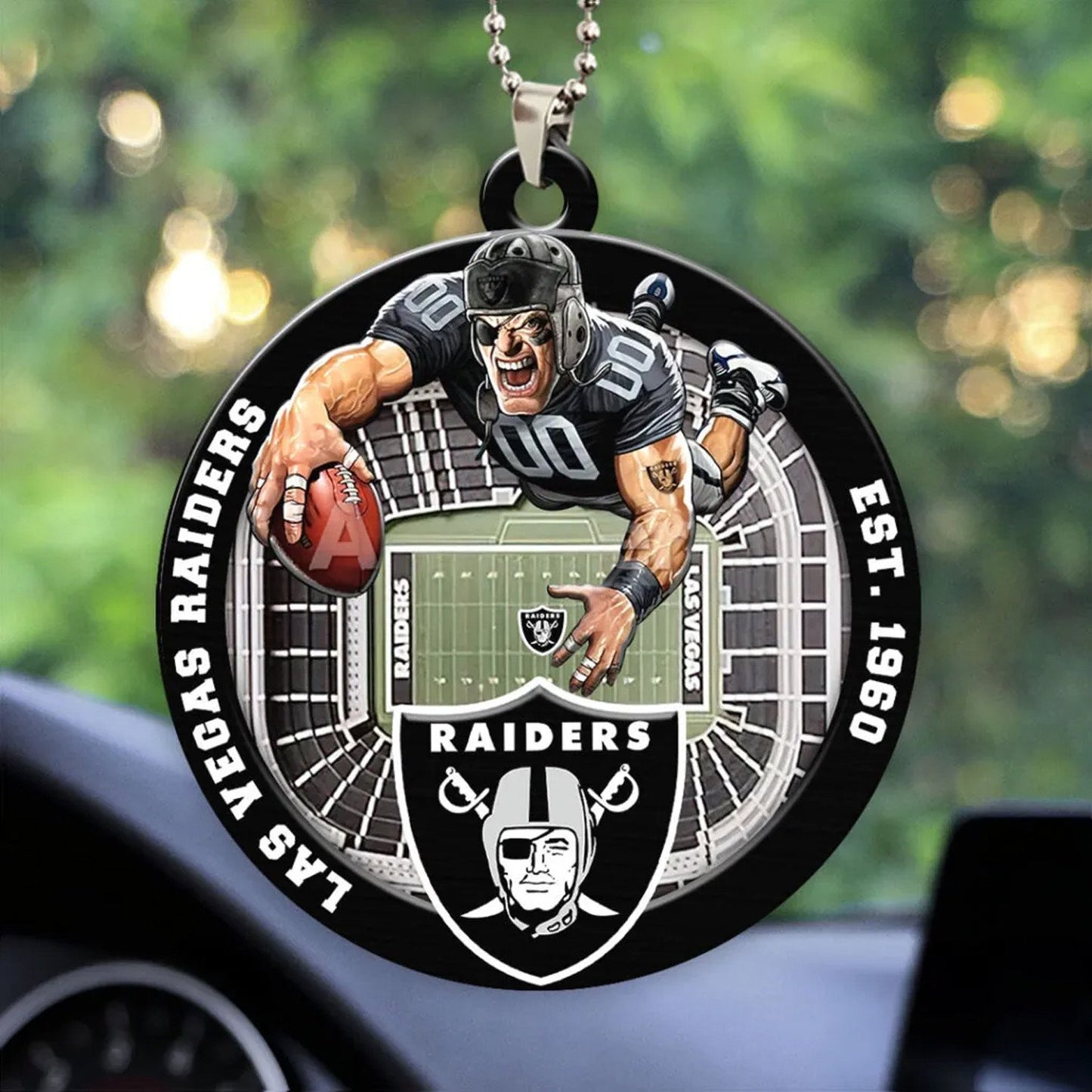 LIMITED EDITION - NEW CUSTOMIZED NFL07 LVR LAS VEGAS RAIDERS ORNAMENT