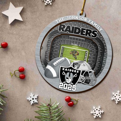 LIMITED EDITION - NEW CUSTOMIZED NFL07 LVR LAS VEGAS RAIDERS ORNAMENT