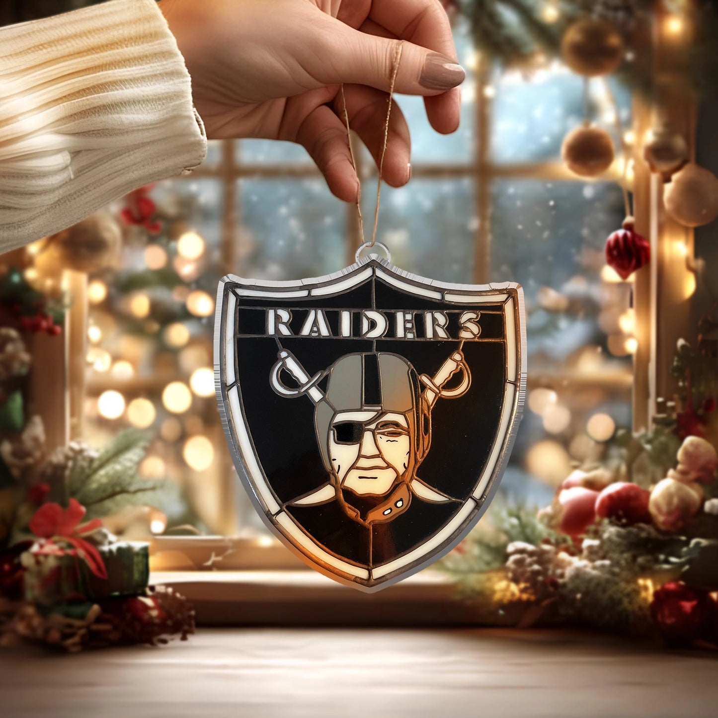 LIMITED EDITION - NEW CUSTOMIZED NFL07 LVR LAS VEGAS RAIDERS ACRYLIC ORNAMENT