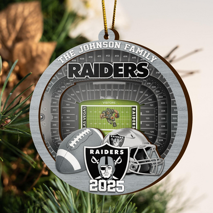LIMITED EDITION - NEW CUSTOMIZED NFL07 LVR LAS VEGAS RAIDERS ORNAMENT