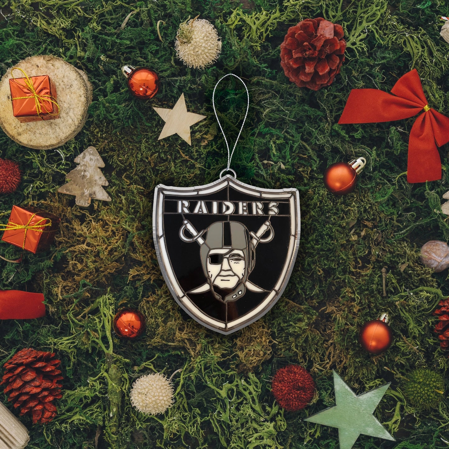 LIMITED EDITION - NEW CUSTOMIZED NFL07 LVR LAS VEGAS RAIDERS ACRYLIC ORNAMENT