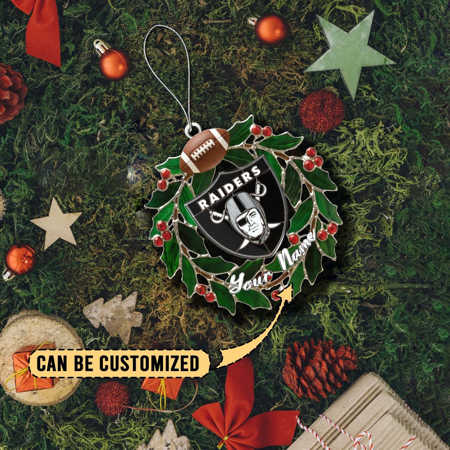 LIMITED EDITION - NEW CUSTOMIZED NFL07 LVR LAS VEGAS RAIDERS ACRYLIC ORNAMENT