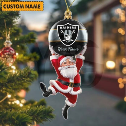 LIMITED EDITION - NEW CUSTOMIZED NFL07 LVR LAS VEGAS RAIDERS CHRISTMAS ACRYLIC ORNAMENT