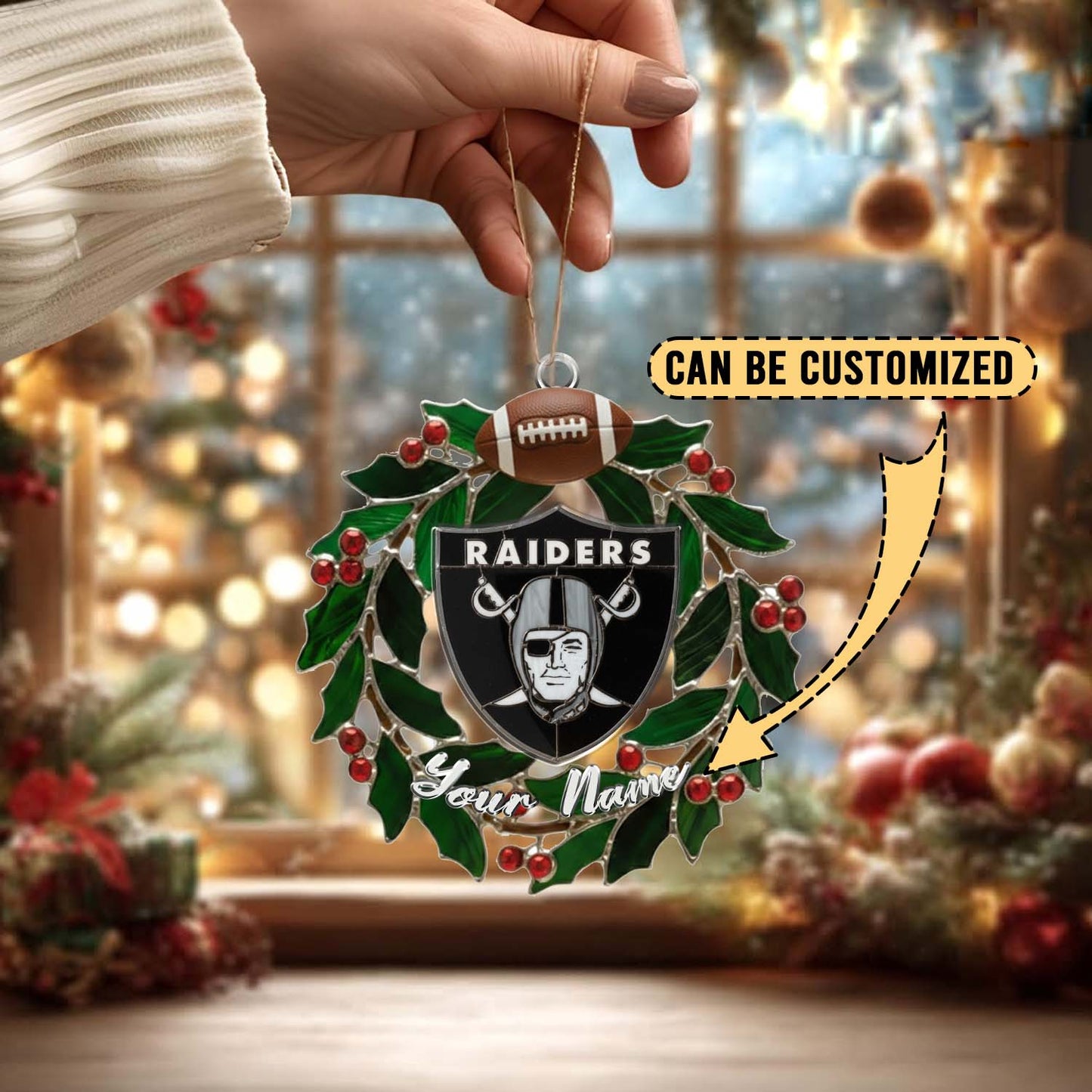 LIMITED EDITION - NEW CUSTOMIZED NFL07 LVR LAS VEGAS RAIDERS ACRYLIC ORNAMENT