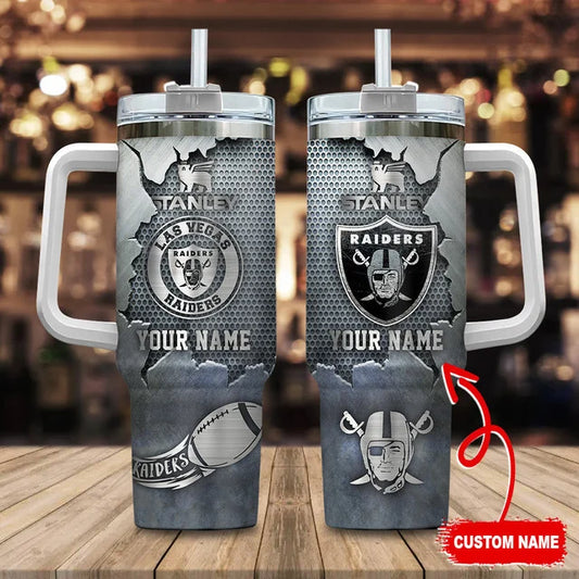 LIMITED EDITION - NEW CUSTOMIZED NFL07 LVR LAS VEGAS RAIDERS TUMBLER CUP